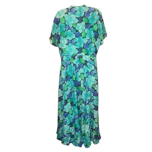 DYVNA Blue Tonal Leaves Button Front Midi Dress NWT Size Large - Picture 5 of 8